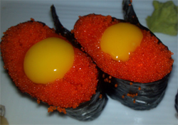 Tobiko with quail egg